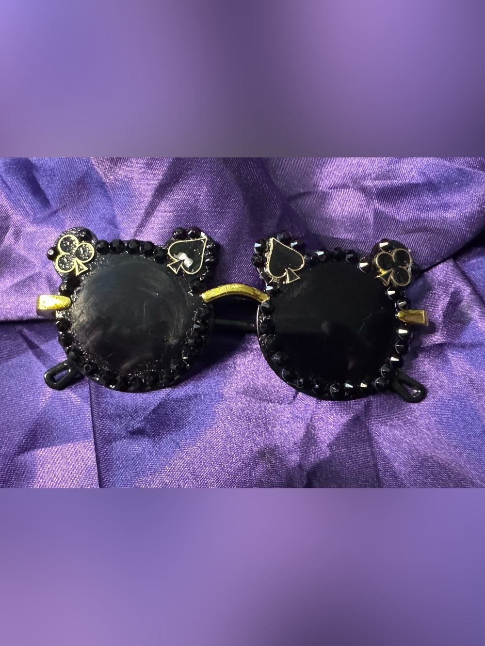 Black Crystal teddy bear Sunglasses with Spade & club Accents